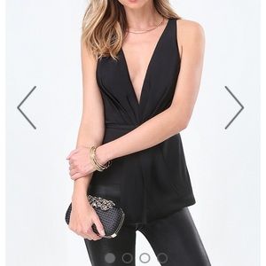Bebe deep V pleated front top